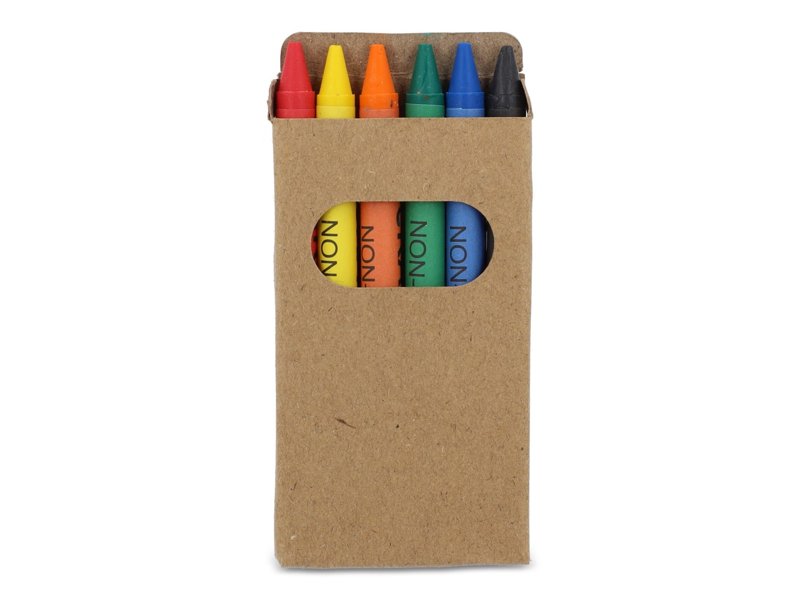 6 stuks kleurkrijtjes in kraftdoos