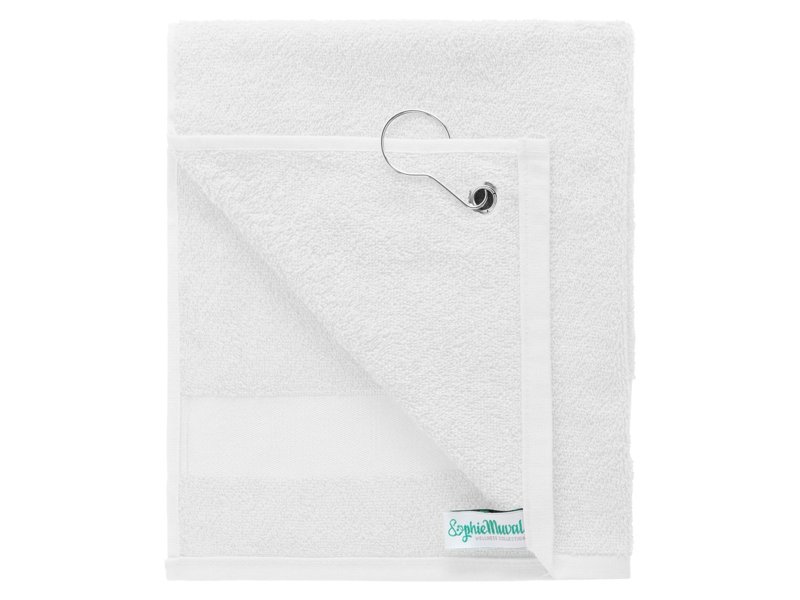 Sophie Muval golfhanddoek met clip, met een band