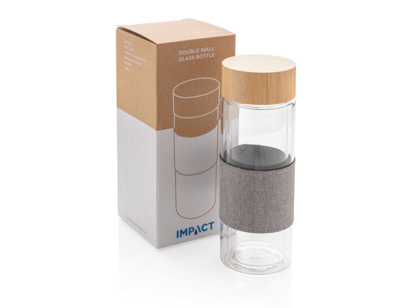 Impact dubbelwandige borosilicaat glazen drinkfles Impact dubbelwandige borosilicaat glazen drinkfles