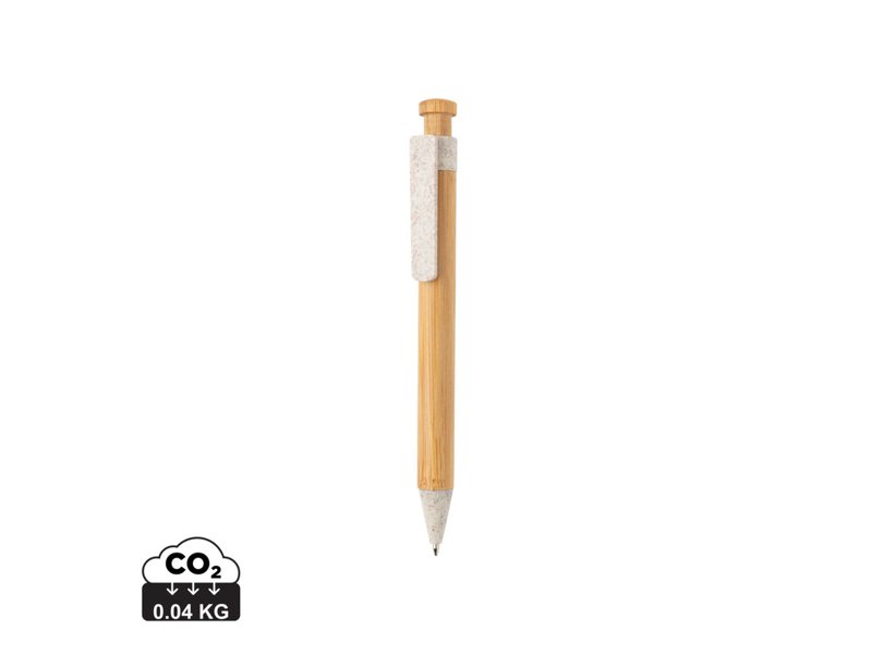 Bamboe pen met tarwestro clip Bamboe pen met tarwestro clip