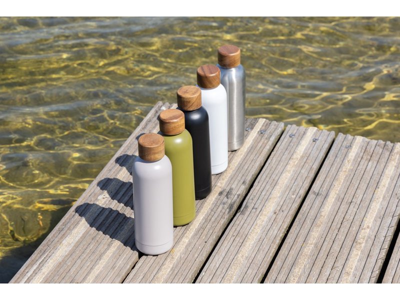 Wood gecertificeerde gerecycled rvs vacuümfles Wood gecertificeerde gerecycled rvs vacuümfles