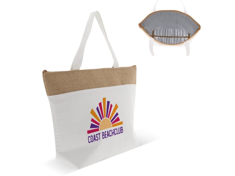 Strandkoelerzak Katoen/jute 42x10x30cm Strandkoelerzak Katoen/jute 42x10x30cm