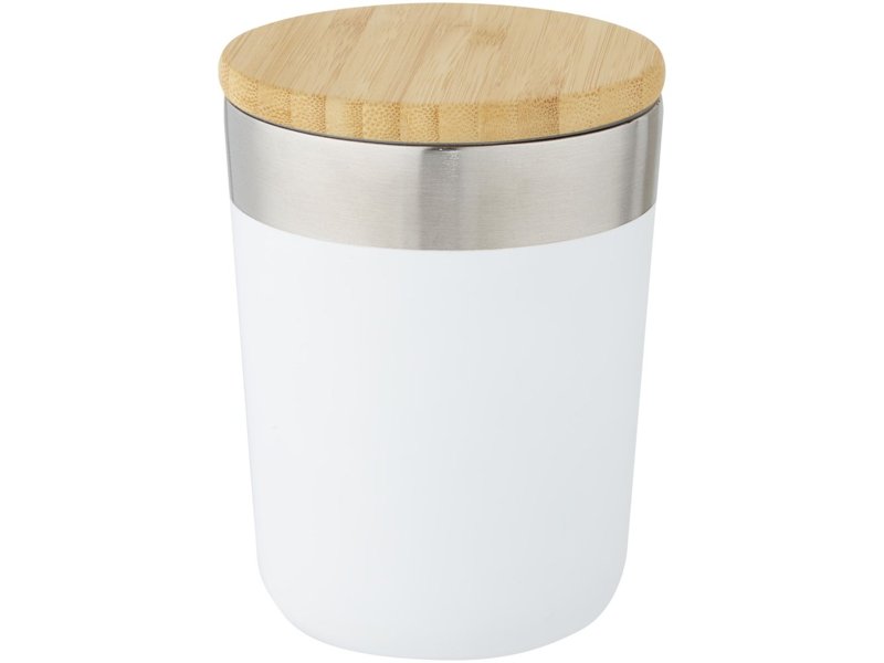 Lagan koperen vacuüm geïsoleerde roestvrijstalen beker van 300 ml met bamboe deksel Lagan koperen vacuüm geïsoleerde roestvrijstalen beker van 300 ml met bamboe deksel