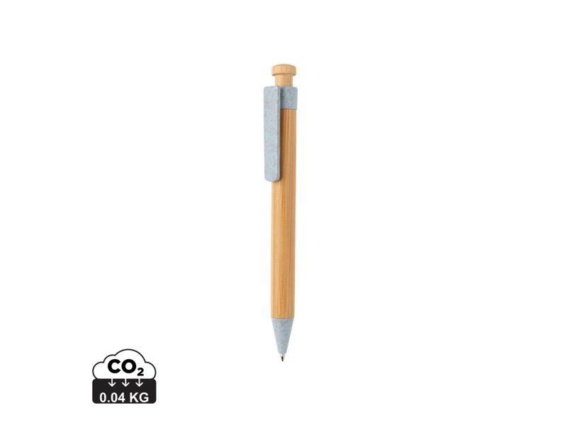 Bamboe pen met tarwestro clip Bamboe pen met tarwestro clip