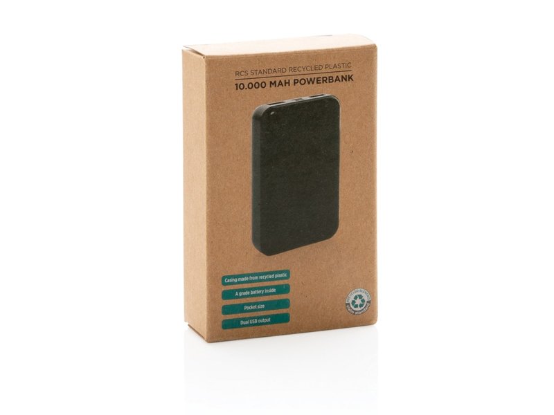 RCS standaard recycled plastic 10.000 mAh powerbank