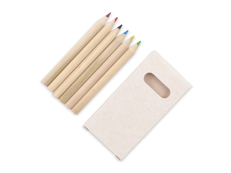 6 kleurpotloden in gerecycled melkpakken doosje 6 kleurpotloden in gerecycled melkpakken doosje