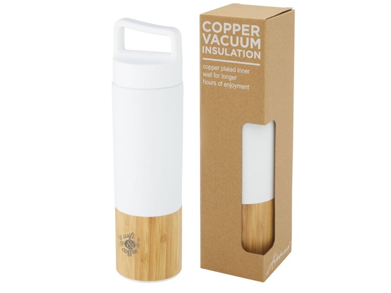 Torne koperen vacuüm geïsoleerde roestvrijstalen fles van 540 ml met bamboe buitenwand Torne koperen vacuüm geïsoleerde roestvrijstalen fles van 540 ml met bamboe buitenwand