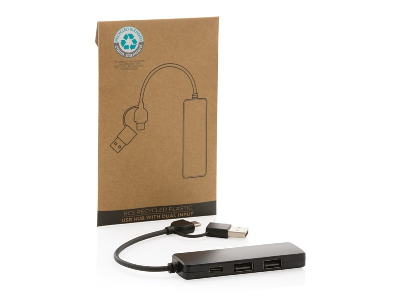 RCS gerecyclede plastic USB-hub met dual input RCS gerecyclede plastic USB-hub met dual input