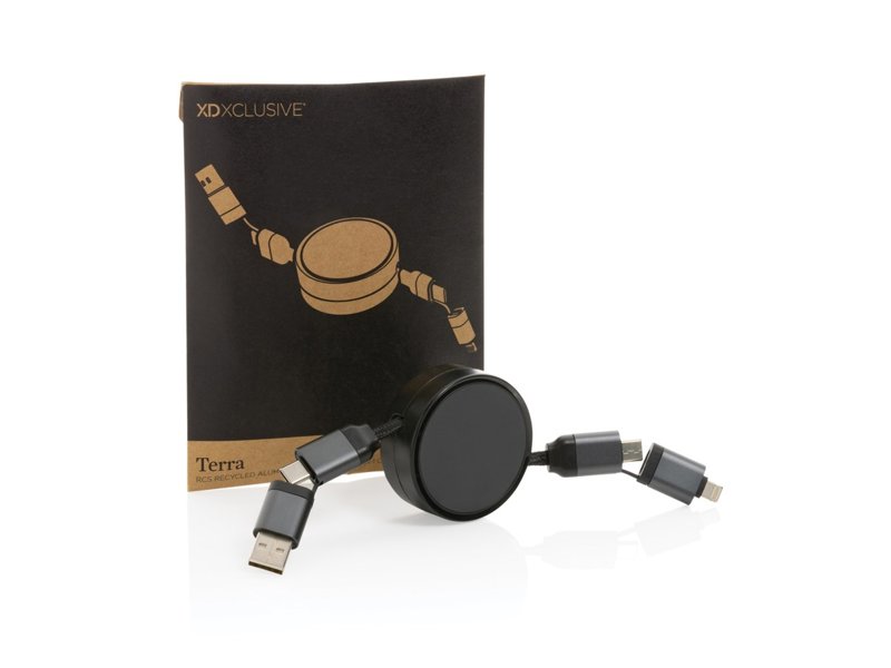 Terra RCS gerecycled aluminium uittrekbare 6-in-1-kabel