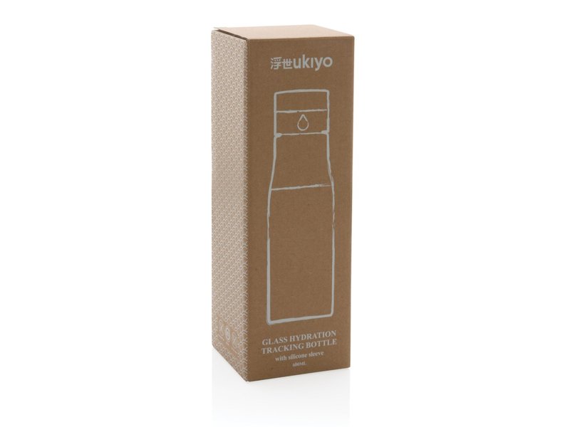 Ukiyo glazen hydratatie-trackingfles met sleeve Ukiyo glazen hydratatie-trackingfles met sleeve