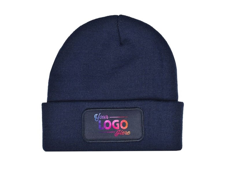 Fijngebreide RPET Muts met label voor opdruk