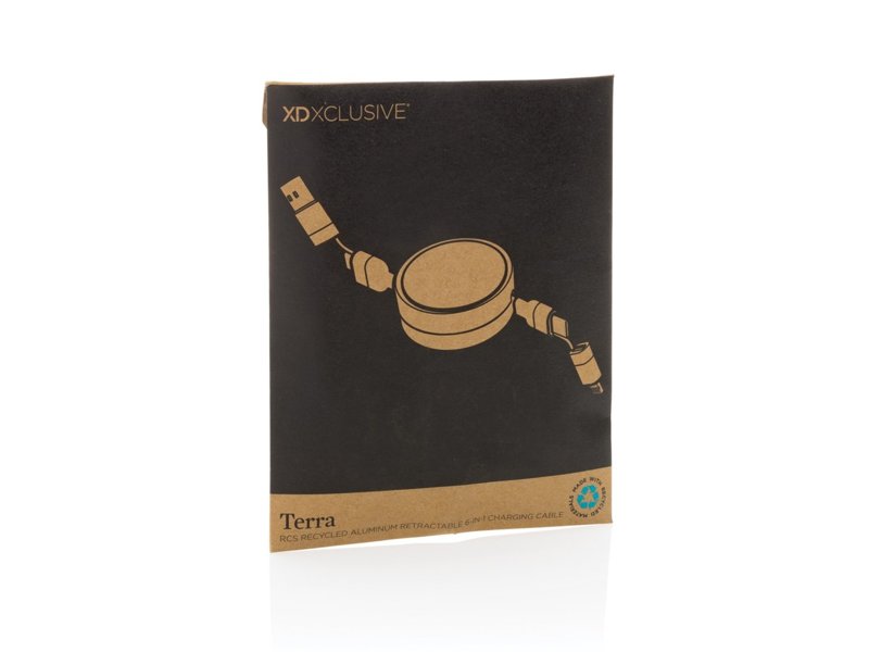 Terra RCS gerecycled aluminium uittrekbare 6-in-1-kabel