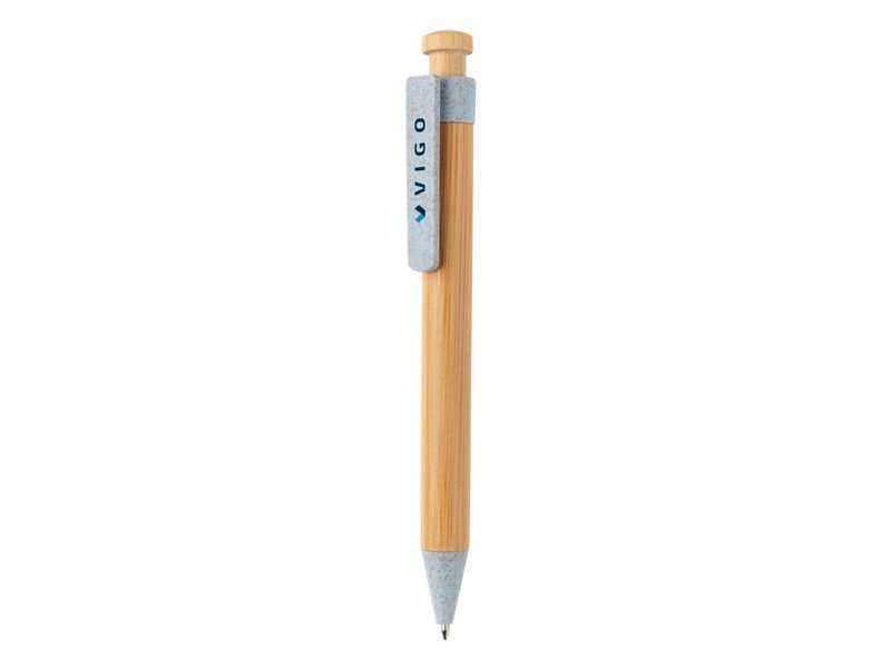 Bamboe pen met tarwestro clip Bamboe pen met tarwestro clip