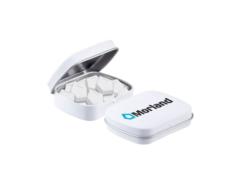 Mini scharnierblikje logo mints