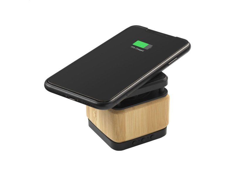 Bamboo Block Speaker met draadloze oplader Bamboo Block Speaker met draadloze oplader