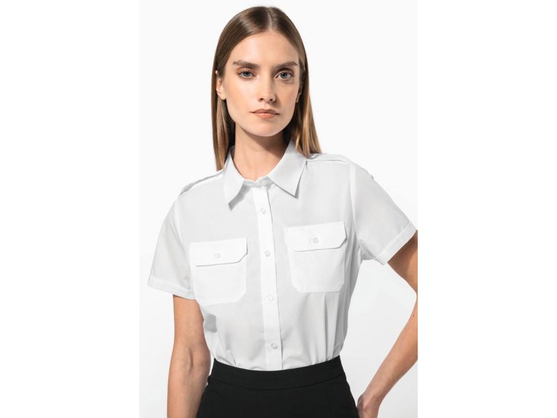 Kariban Damespilootoverhemd korte mouwen