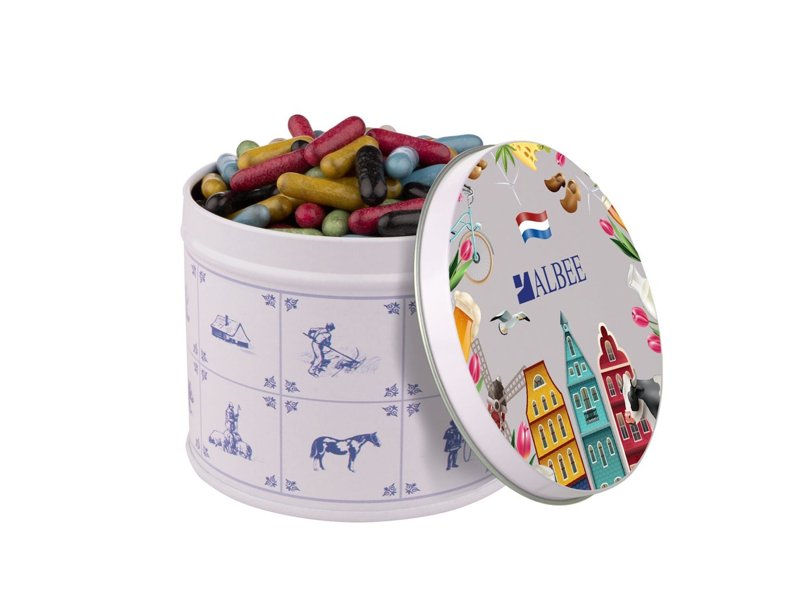 Delftsblauw blik snoep
