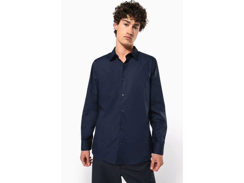 Kariban Herenoverhemd in popeline met lange mouwen