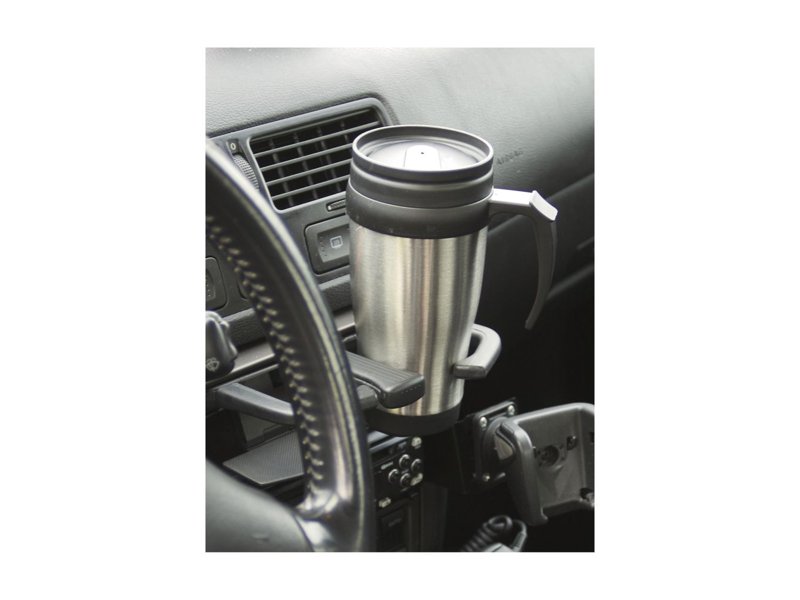 Voordelige RVS/kunststof thermobeker met schroefdop.