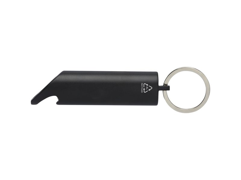 Flare led-lamp en flesopener van gerecycled aluminium met sleutelhanger