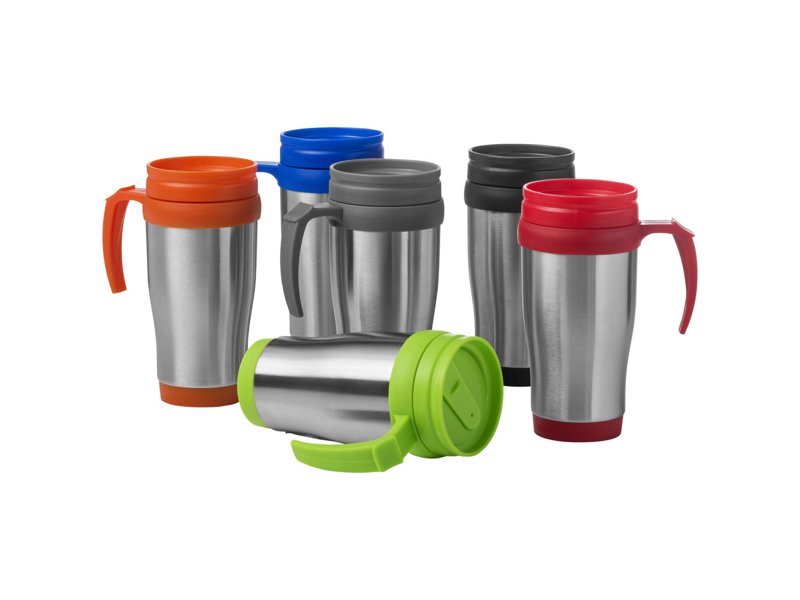 Handige thermosbeker met handvat, snel met eigen logo leverbaar