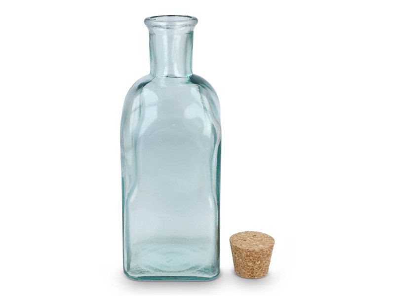 InSideOut Vierkante Gerecycled glas Waterfles ReuuZ met kurkstop 500ml InSideOut Vierkante Gerecycled glas Waterfles ReuuZ met kurkstop 500ml
