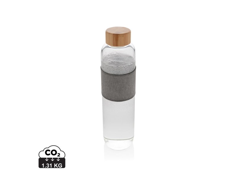Impact borosilicaat glazen fles met bamboe deksel Impact borosilicaat glazen fles met bamboe deksel