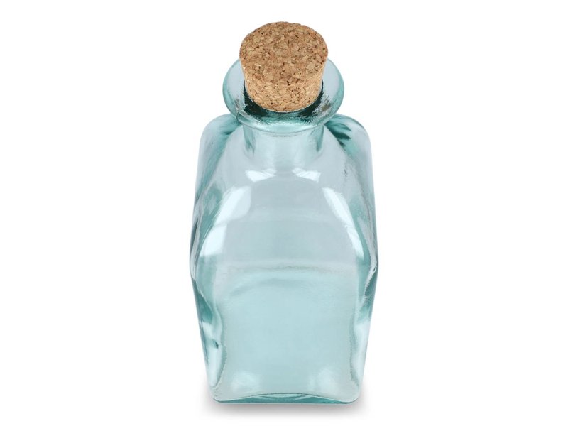 InSideOut Vierkante Gerecycled glas Waterfles ReuuZ met kurkstop 1L
