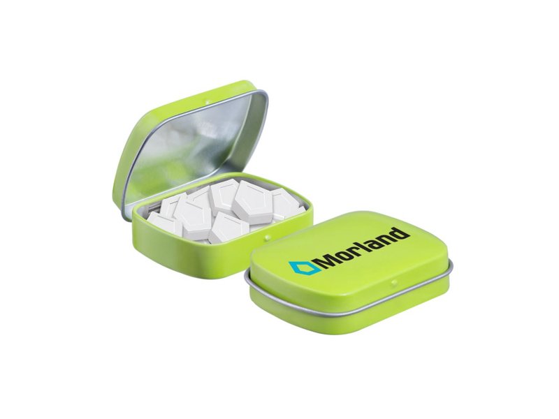 Mini scharnierblikje logo mints