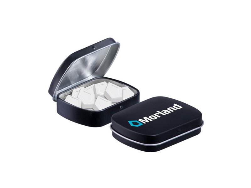 Mini scharnierblikje logo mints