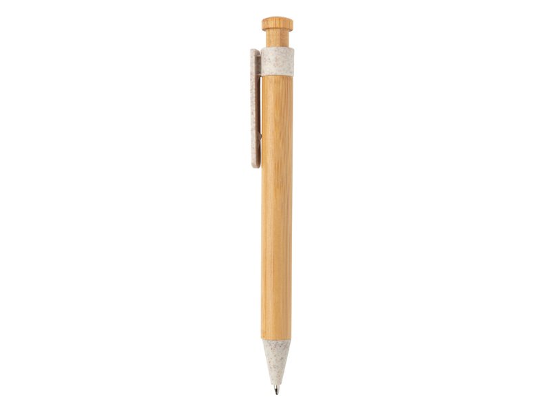 Bamboe pen met tarwestro clip Bamboe pen met tarwestro clip