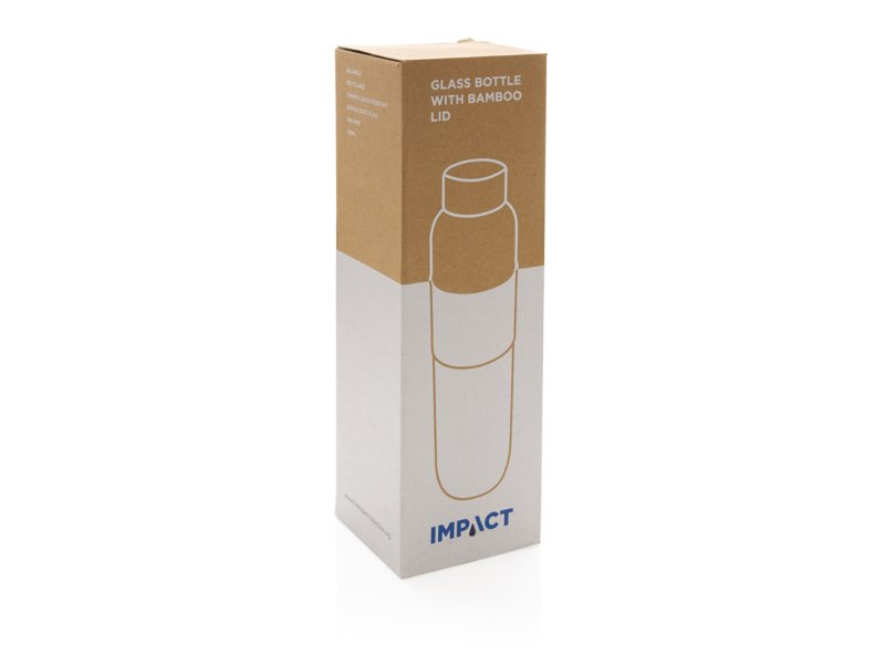 Impact borosilicaat glazen fles met bamboe deksel Impact borosilicaat glazen fles met bamboe deksel