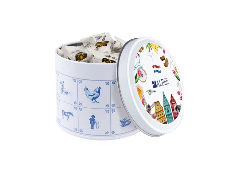 Delftsblauw blik snoep