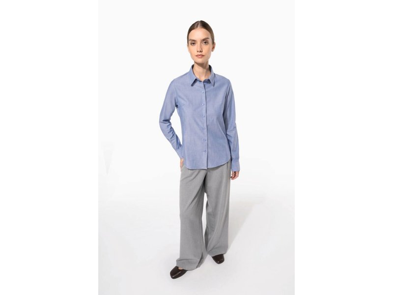 Kariban Dames oxford blouse lange mouwen Kariban Dames oxford blouse lange mouwen