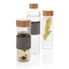 Impact borosilicaat glazen fles met bamboe deksel Impact borosilicaat glazen fles met bamboe deksel