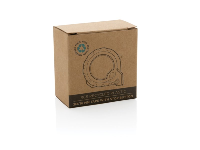 RCS gerecycled plastic 3M/16 mm rolmaat met stopknop RCS gerecycled plastic 3M/16 mm rolmaat met stopknop
