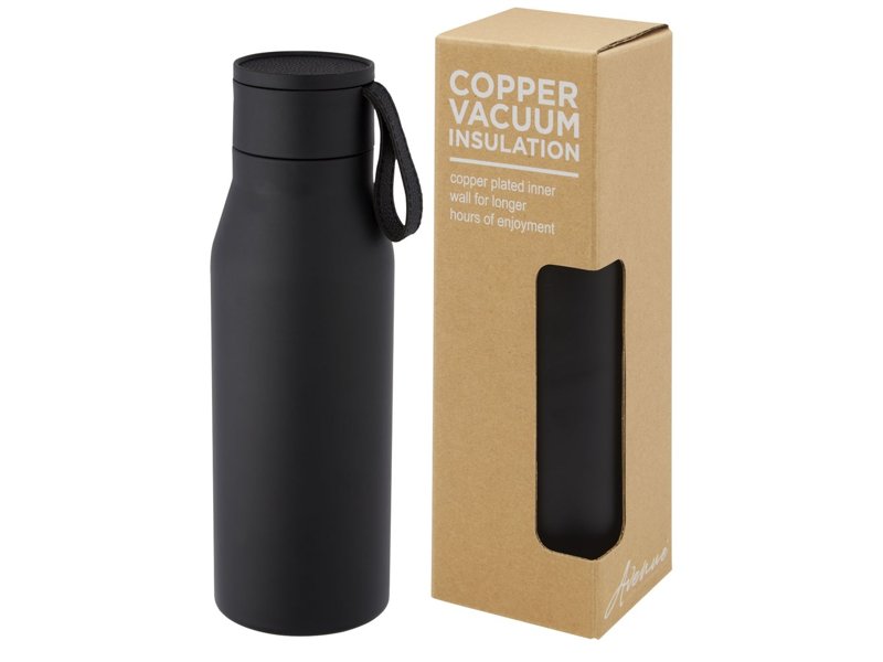 Ljungan koperen vacuüm geïsoleerde roestvrijstalen fles van 500 ml met PU leren band en deksel