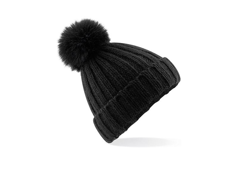 Beechfield - Verbier Faux Fur Pop Pom Chunky Beanie