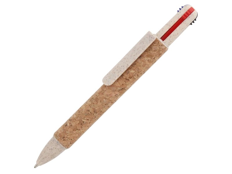Balpen 4-kleuren kurk