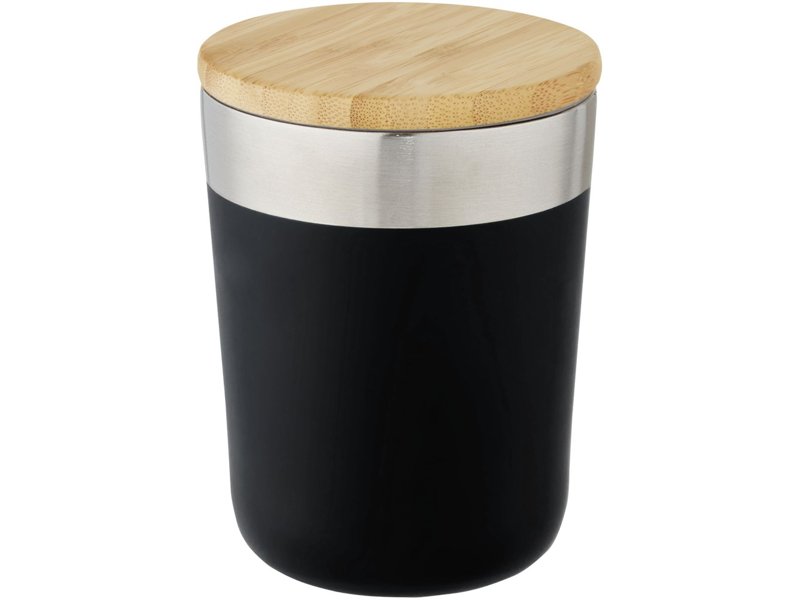 Lagan koperen vacuüm geïsoleerde roestvrijstalen beker van 300 ml met bamboe deksel Lagan koperen vacuüm geïsoleerde roestvrijstalen beker van 300 ml met bamboe deksel