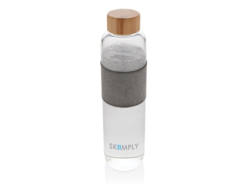 Impact borosilicaat glazen fles met bamboe deksel Impact borosilicaat glazen fles met bamboe deksel
