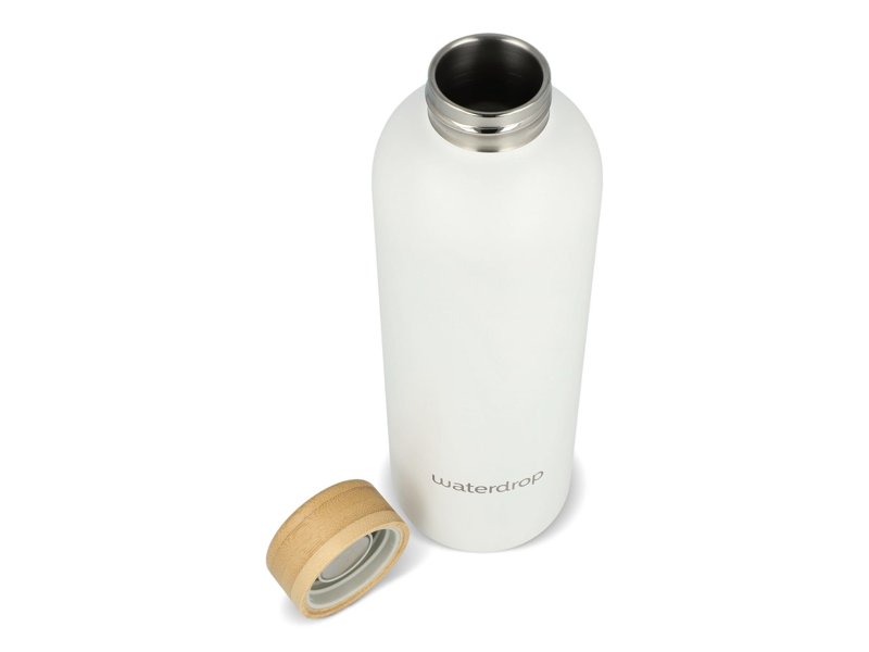 Waterdrop Roestvrijstalen Fles met Bamboe dop 600ml Waterdrop Roestvrijstalen Fles met Bamboe dop 600ml