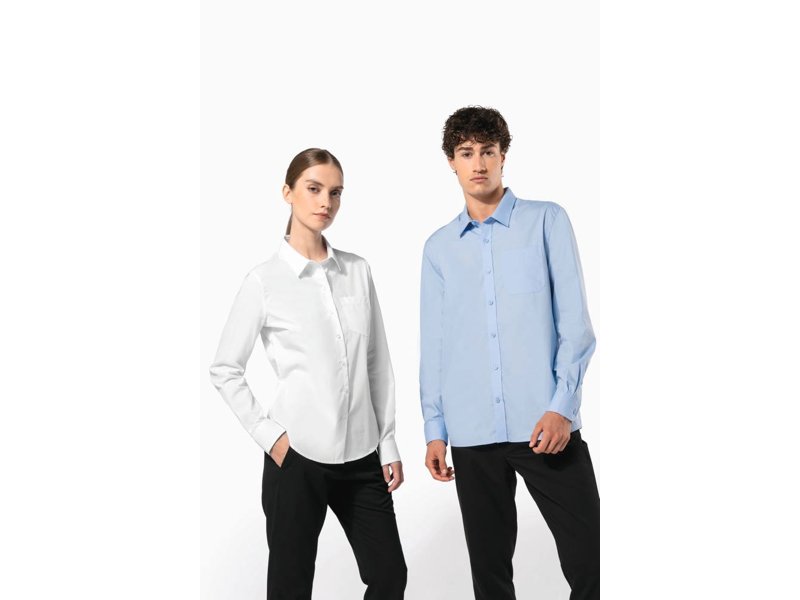 Kariban Heren poplin overhemd lange mouwen