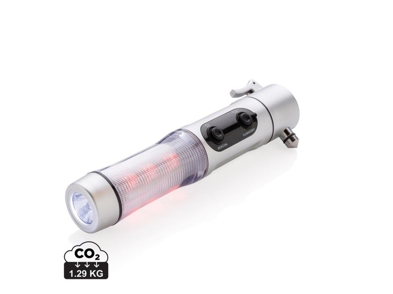 Veiligheidszaklamp met noodhamer