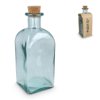 InSideOut Vierkante Gerecycled glas Waterfles ReuuZ met kurkstop 1L