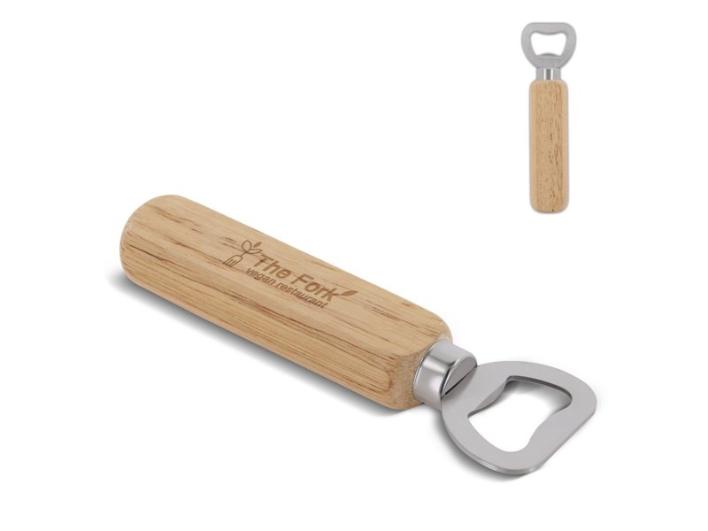 Flesopener met houten handvat