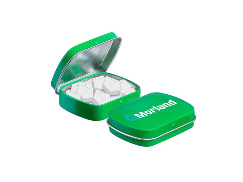 Mini scharnierblikje logo mints