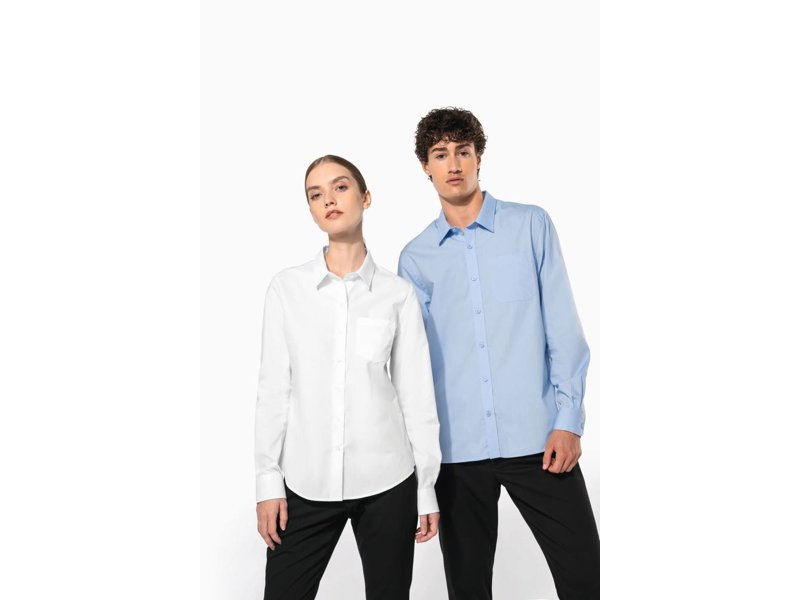 Kariban Heren poplin overhemd lange mouwen