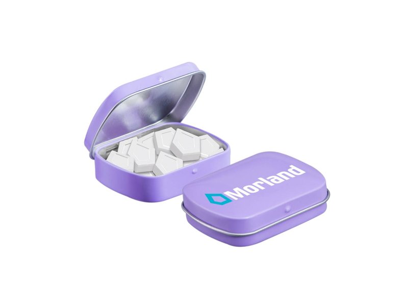 Mini scharnierblikje logo mints