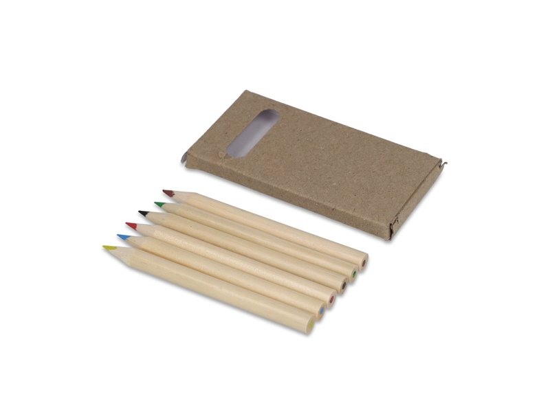 6 kleurpotloden in kraft doosje 6 kleurpotloden in kraft doosje